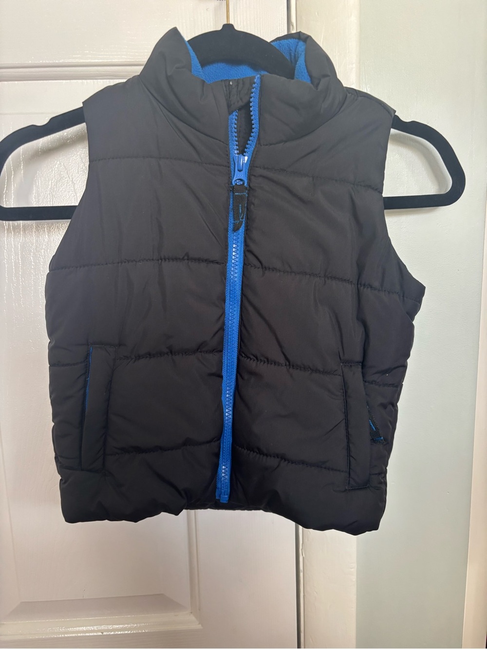 Amazon Essentials Blue Fleece Jacket with Red Trim